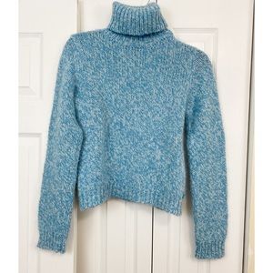 American Eagle knit turtleneck baby blue sweater wool angora rabbit hair blend